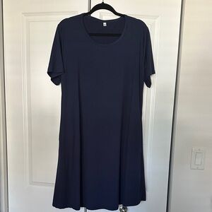 Navy Blue Short Sleeve Dress with pockets XL